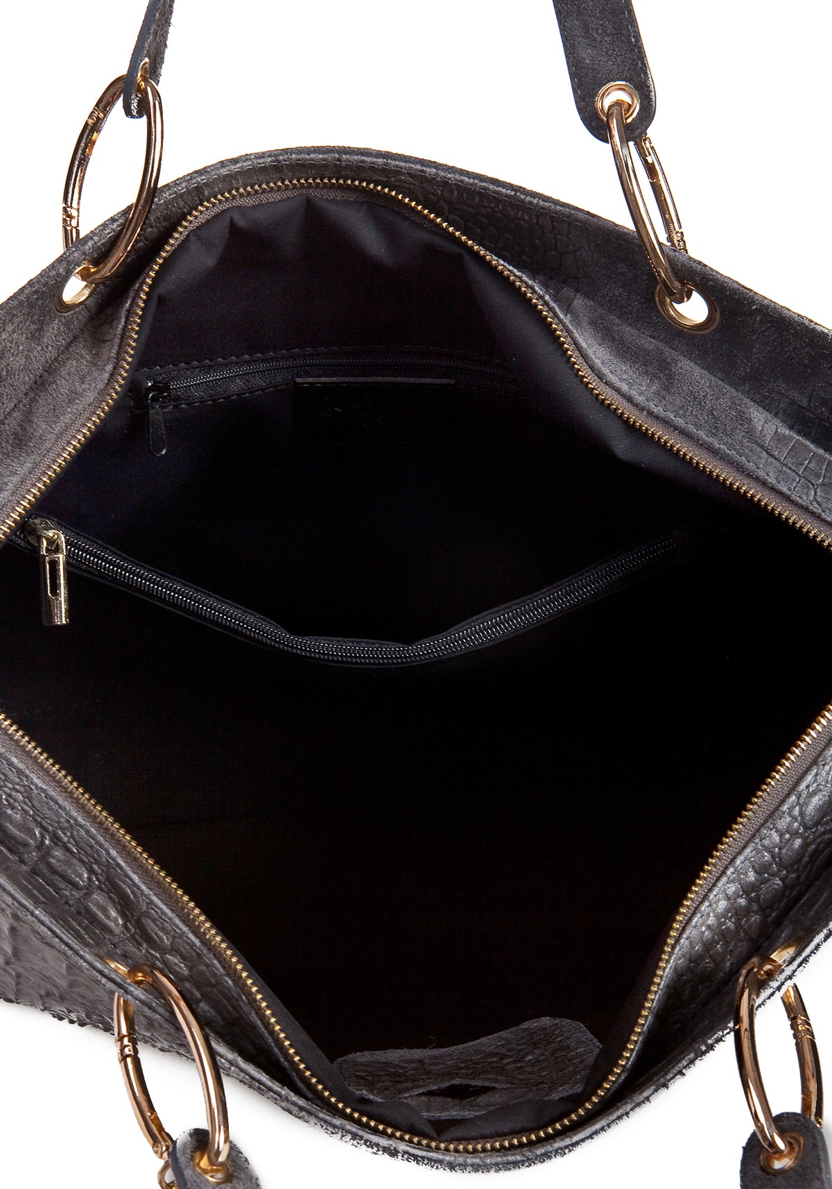 FLORA Leather Shoulder Bag - Grey