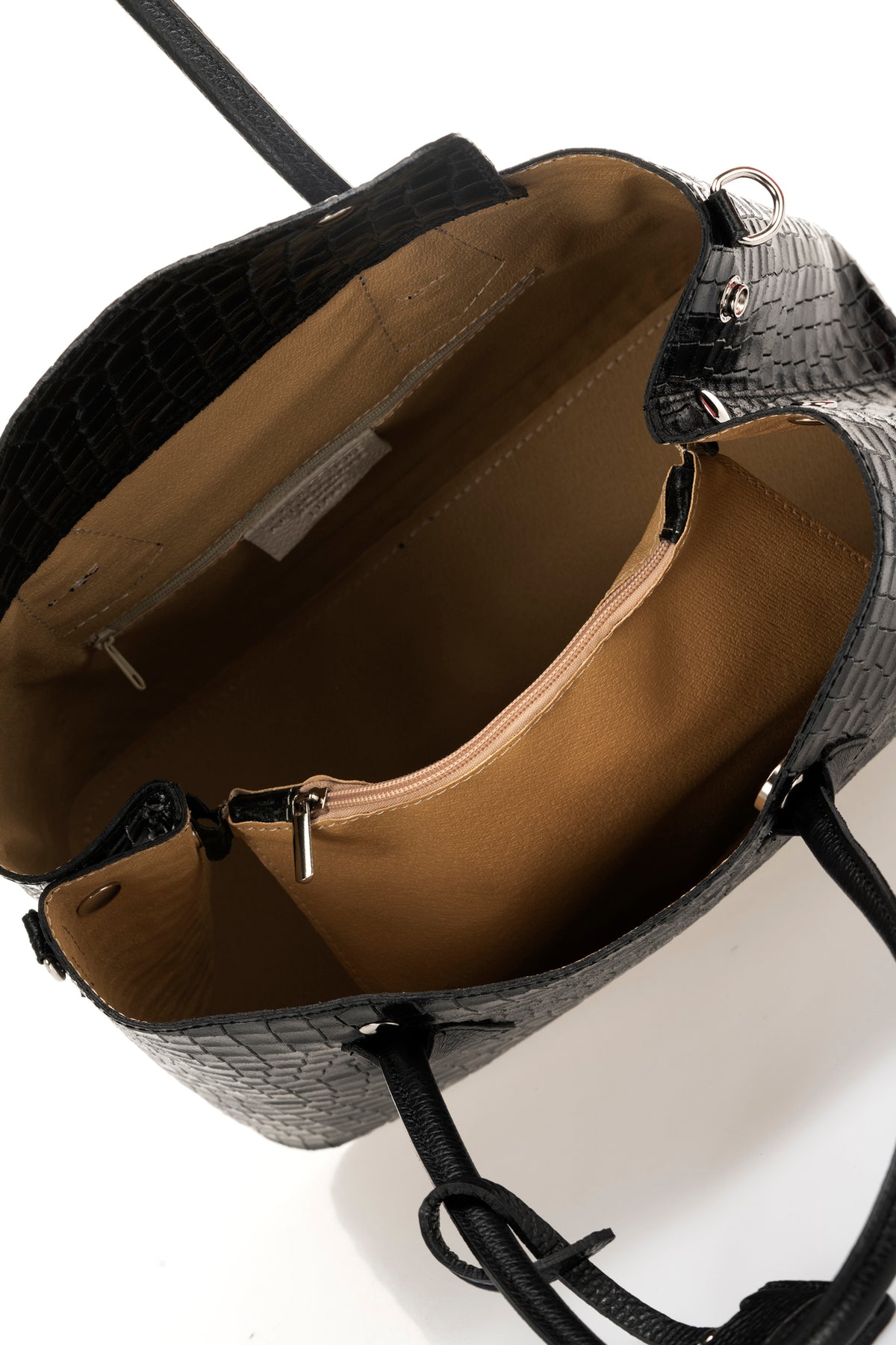 DELFINA Leather Top Handle Bag - Black