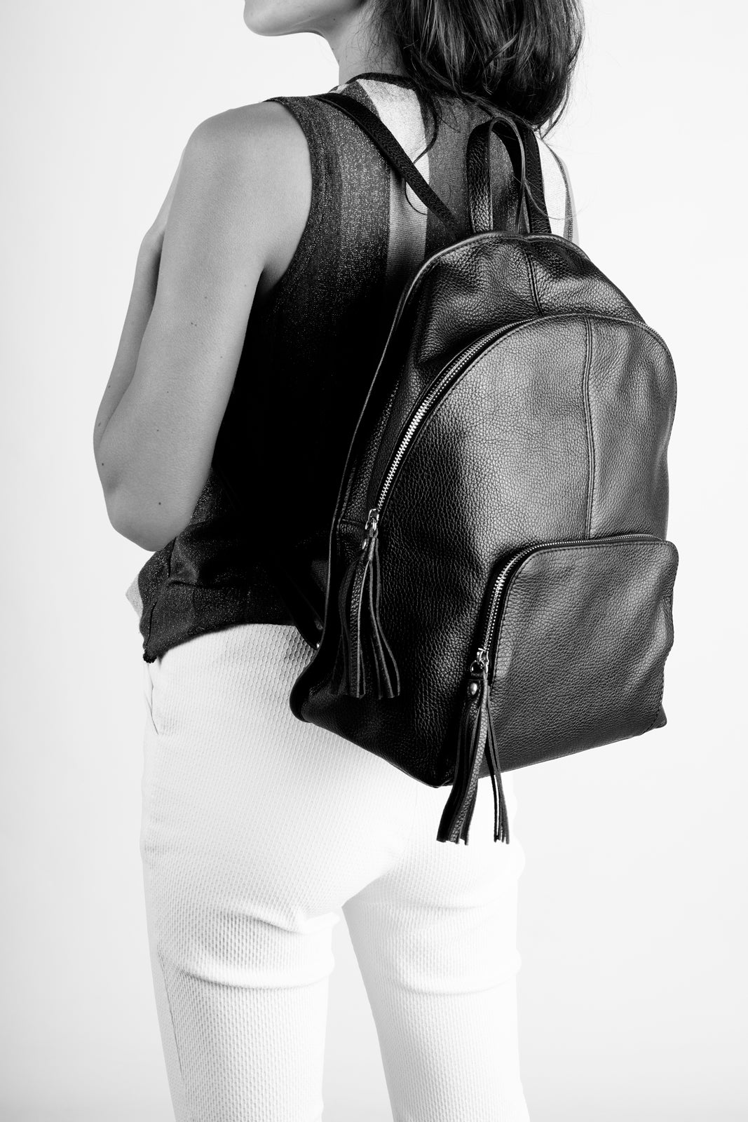JASMINE Leather Backpack - Black