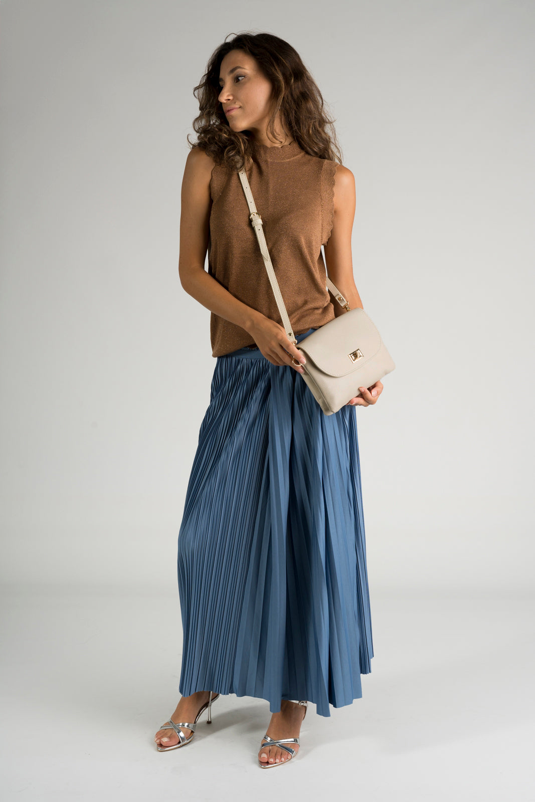 NORAH Leather Crossbody Bag - Beige