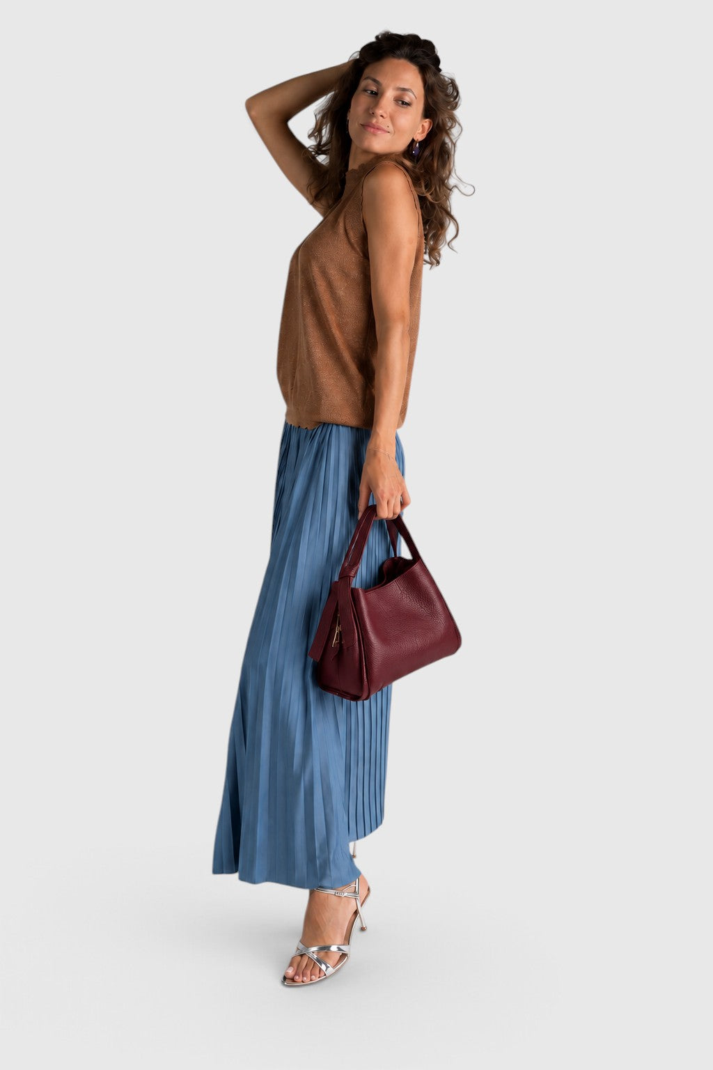ATHENA Leather Top Handle Bag - Bordo