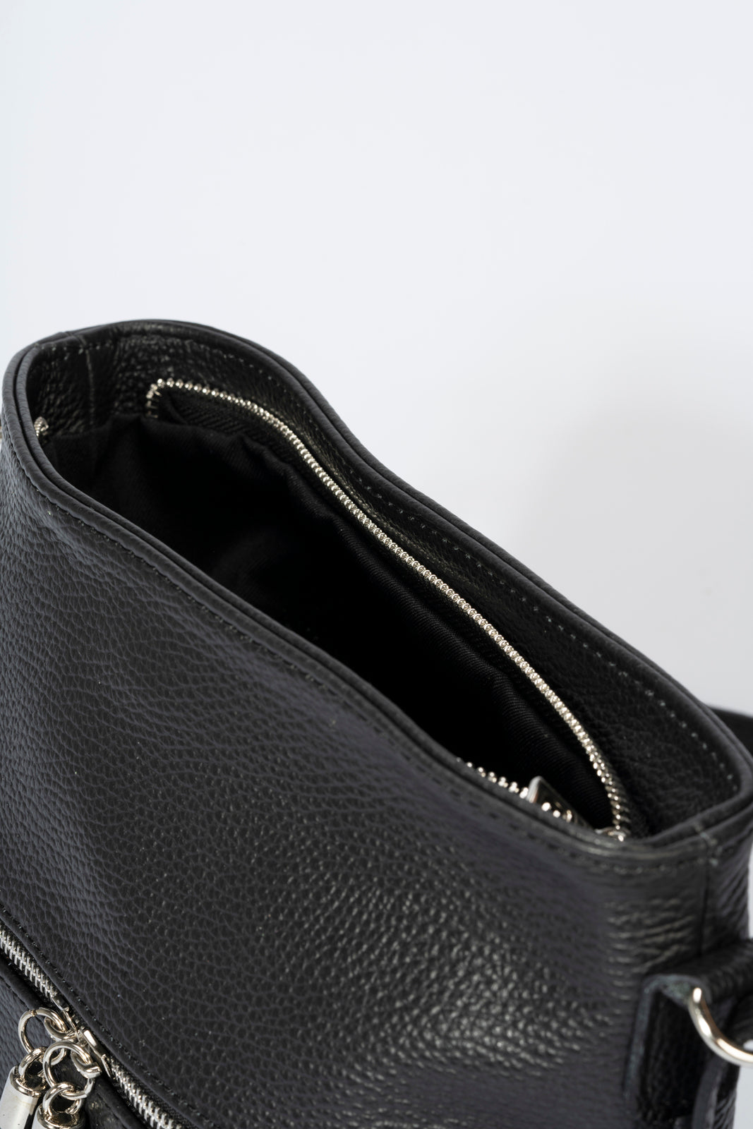 JUSTINE Leather Crossbody Bag - Black