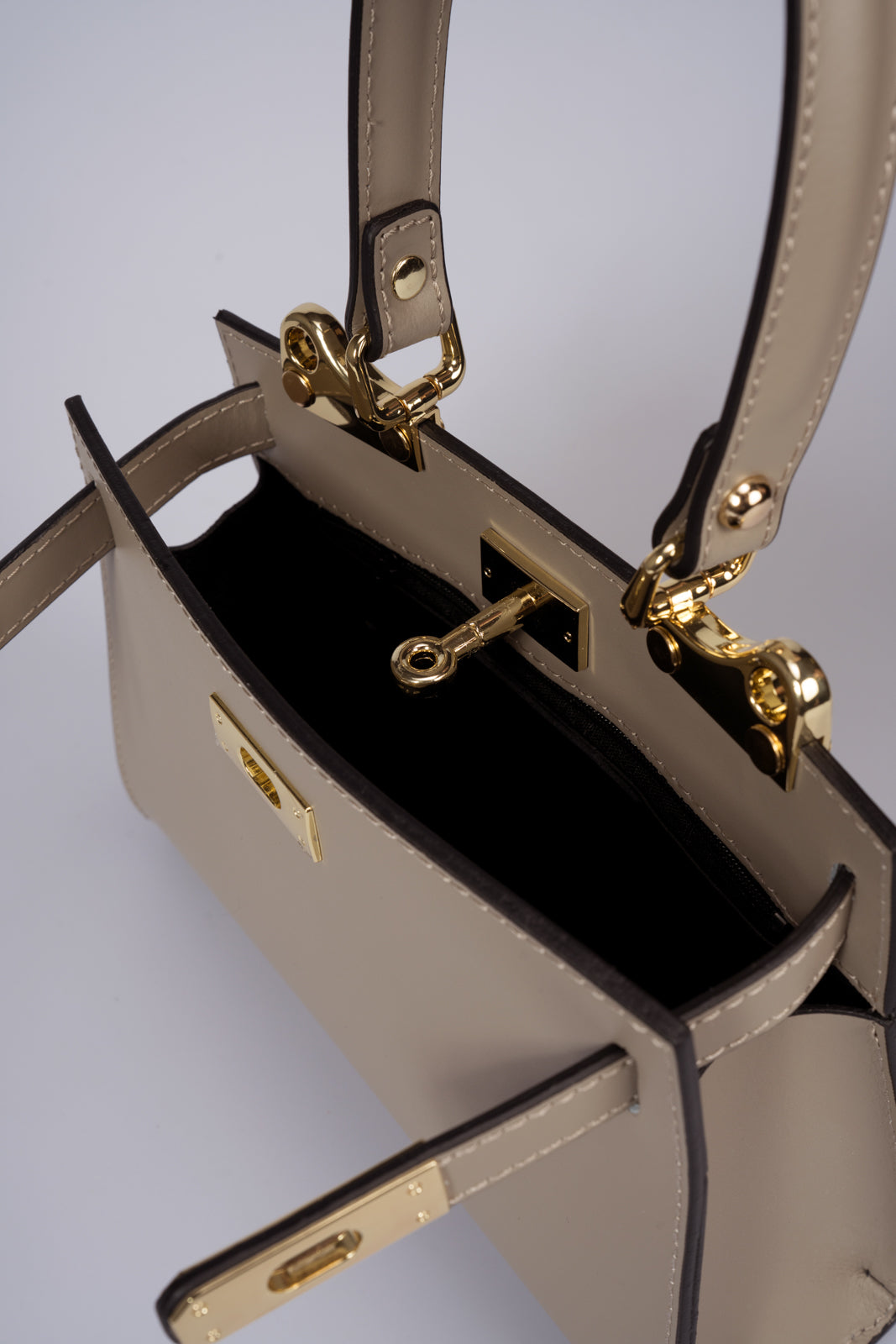 DALIA Leather Top Handle Bag - Taupe