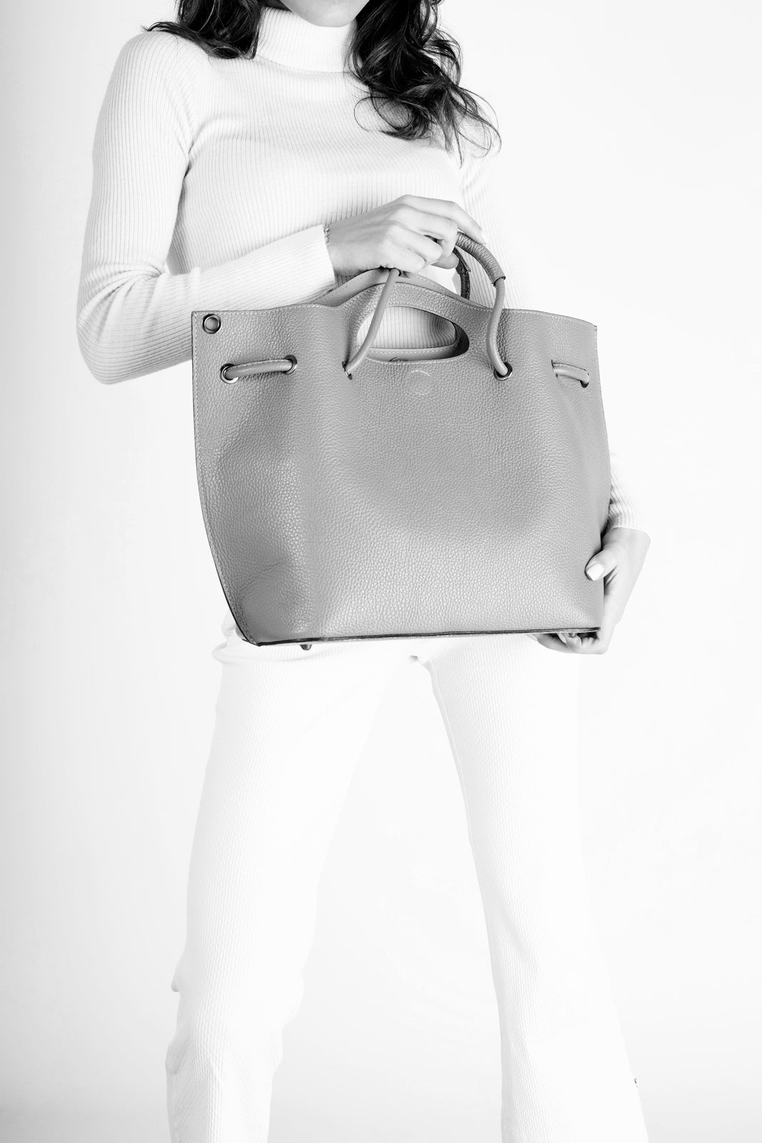 ALICE Leather Top Handle Bag - Cognac