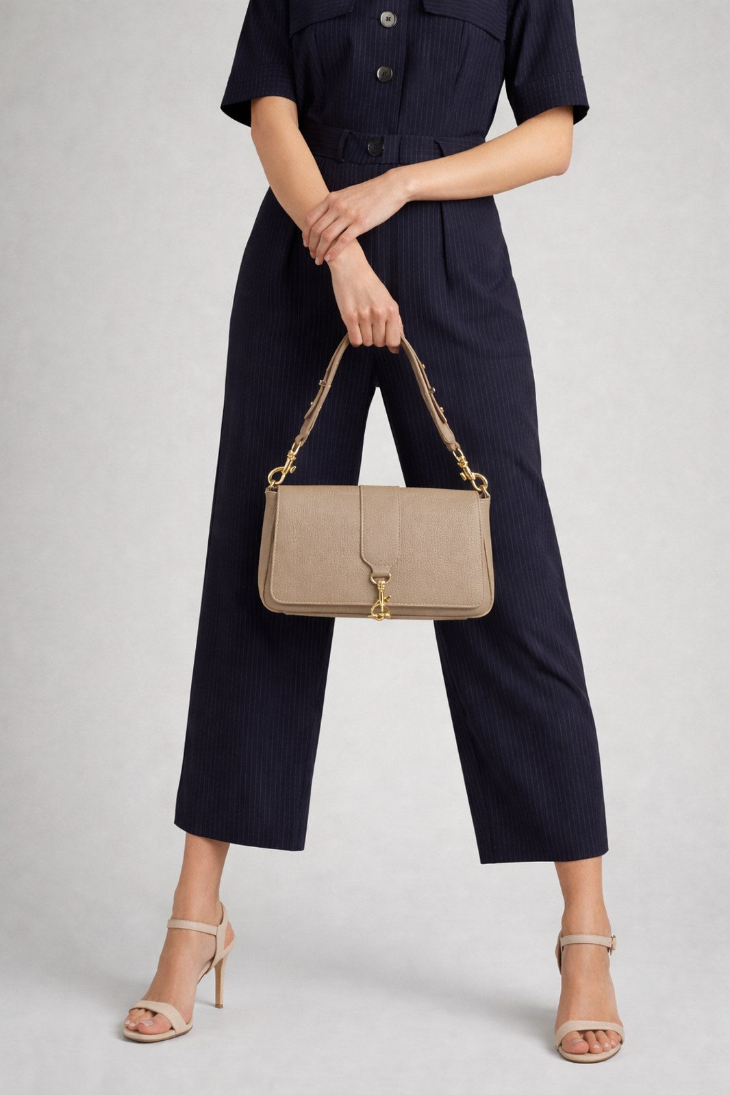 JULES Leather Crossbody Bag - Taupe