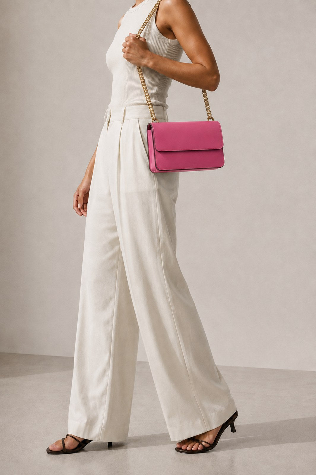CALLIE Leather Crossbody Bag - Pink