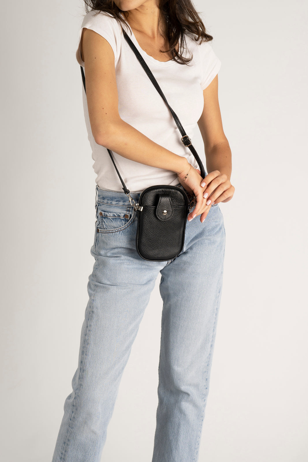 CAMILLA Leather Crossbody Bag - Black