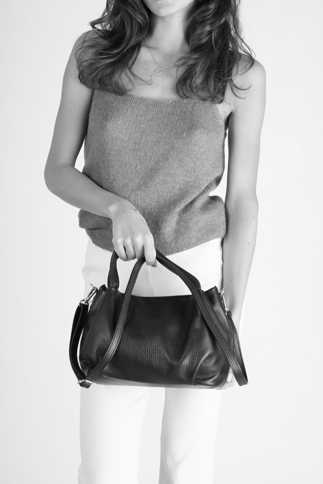 MAYA Leather Top Handle Bag - Zafferano