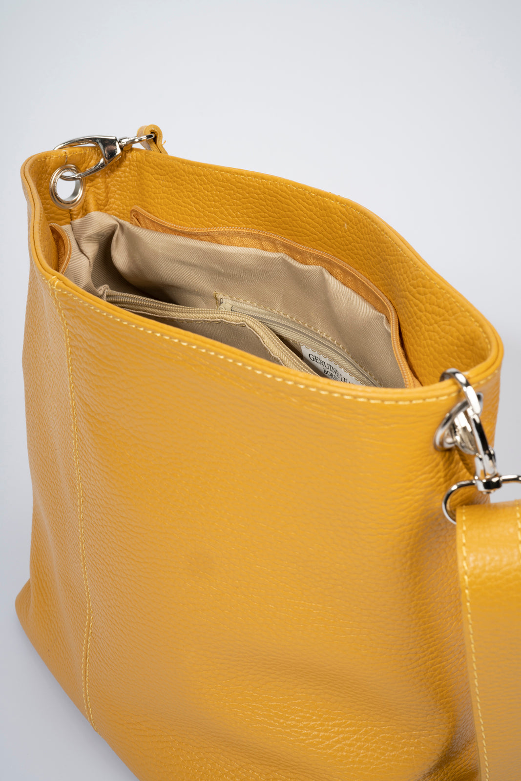 CORINNE Leather Shoulder Bag - Senape