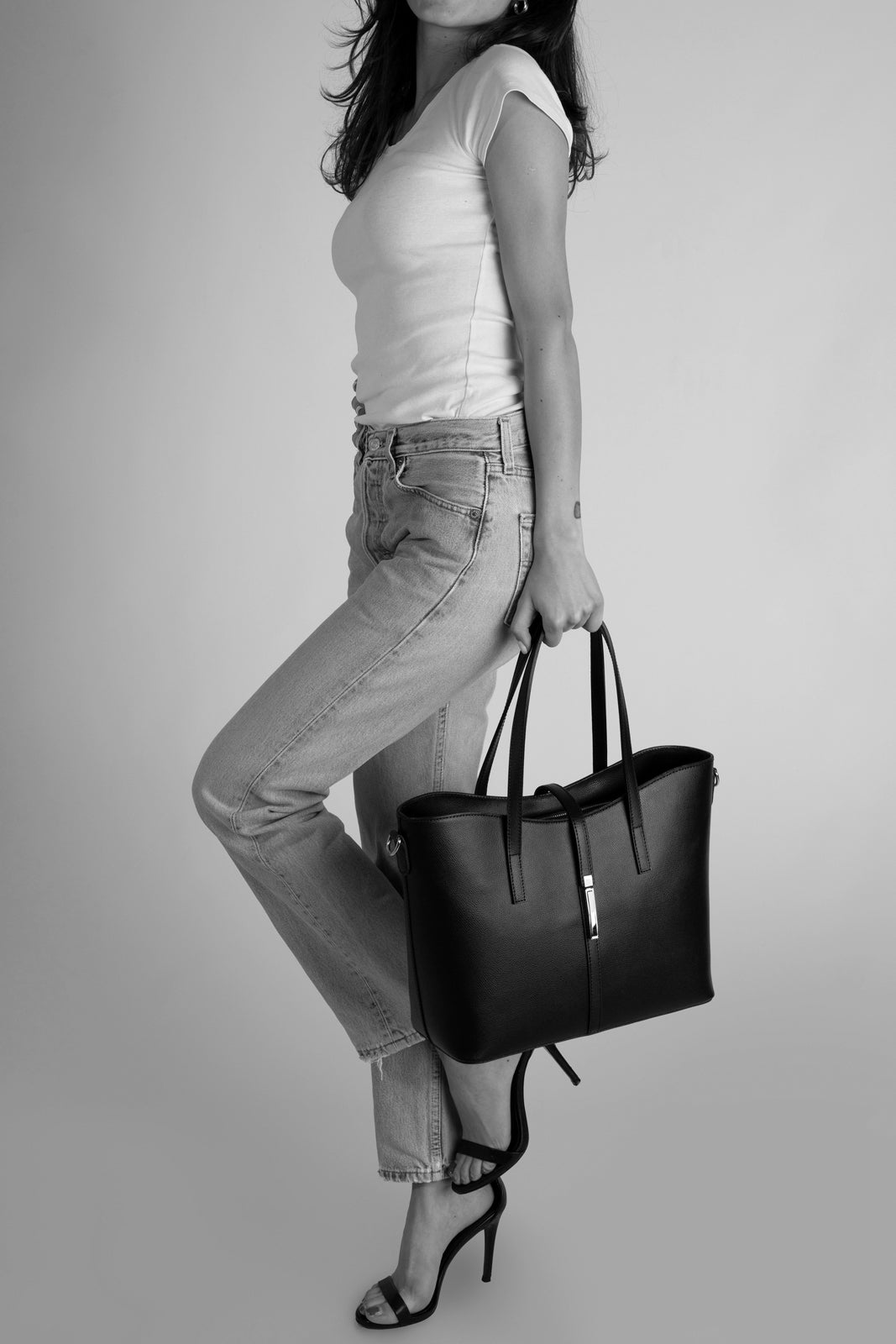 MAREN Leather Top Handle Bag - Cognac