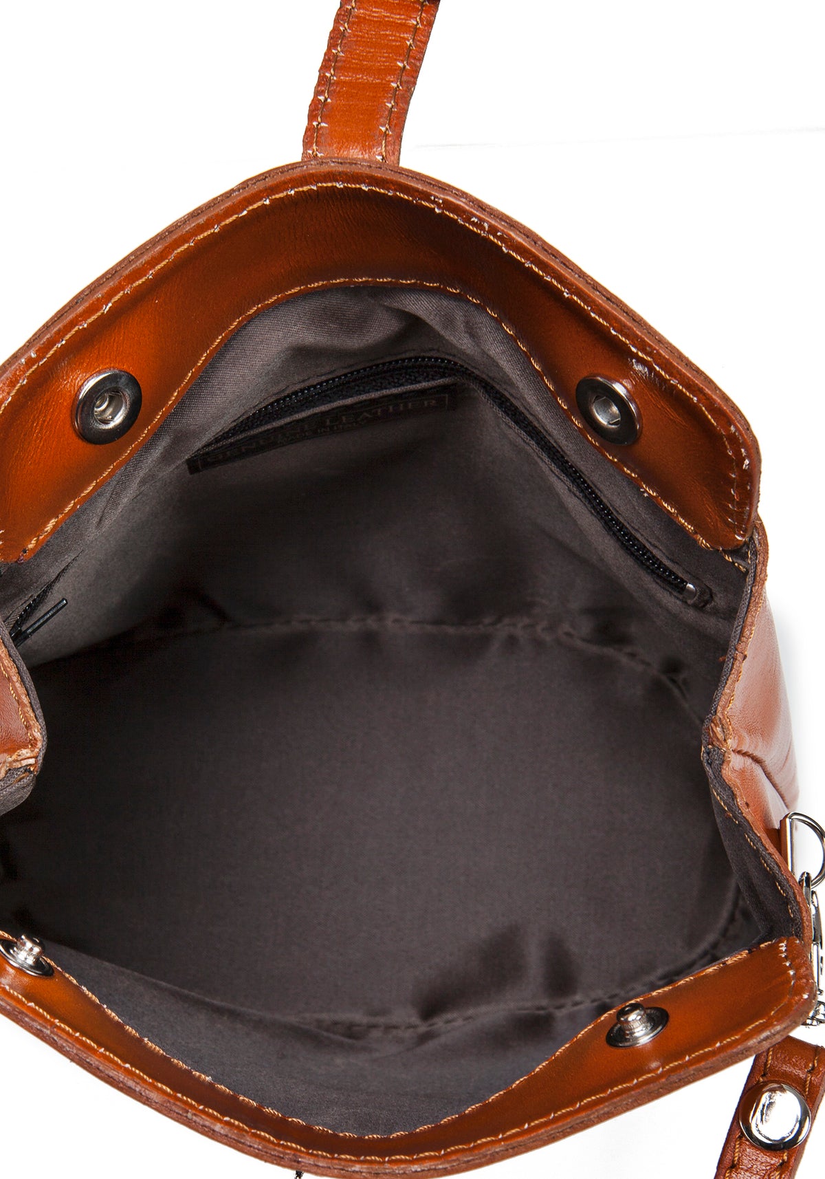 Leather Crossbody Bag 8358 - Cognac