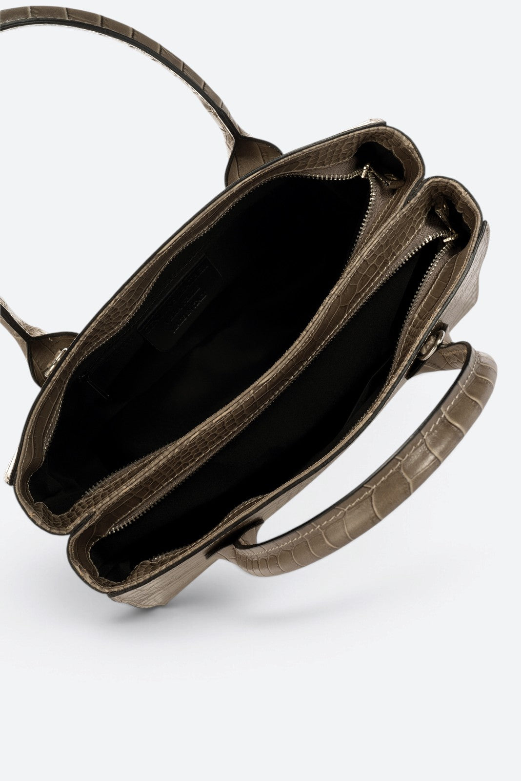 CASSANDRA Leather Top Handle Bag - Taupe