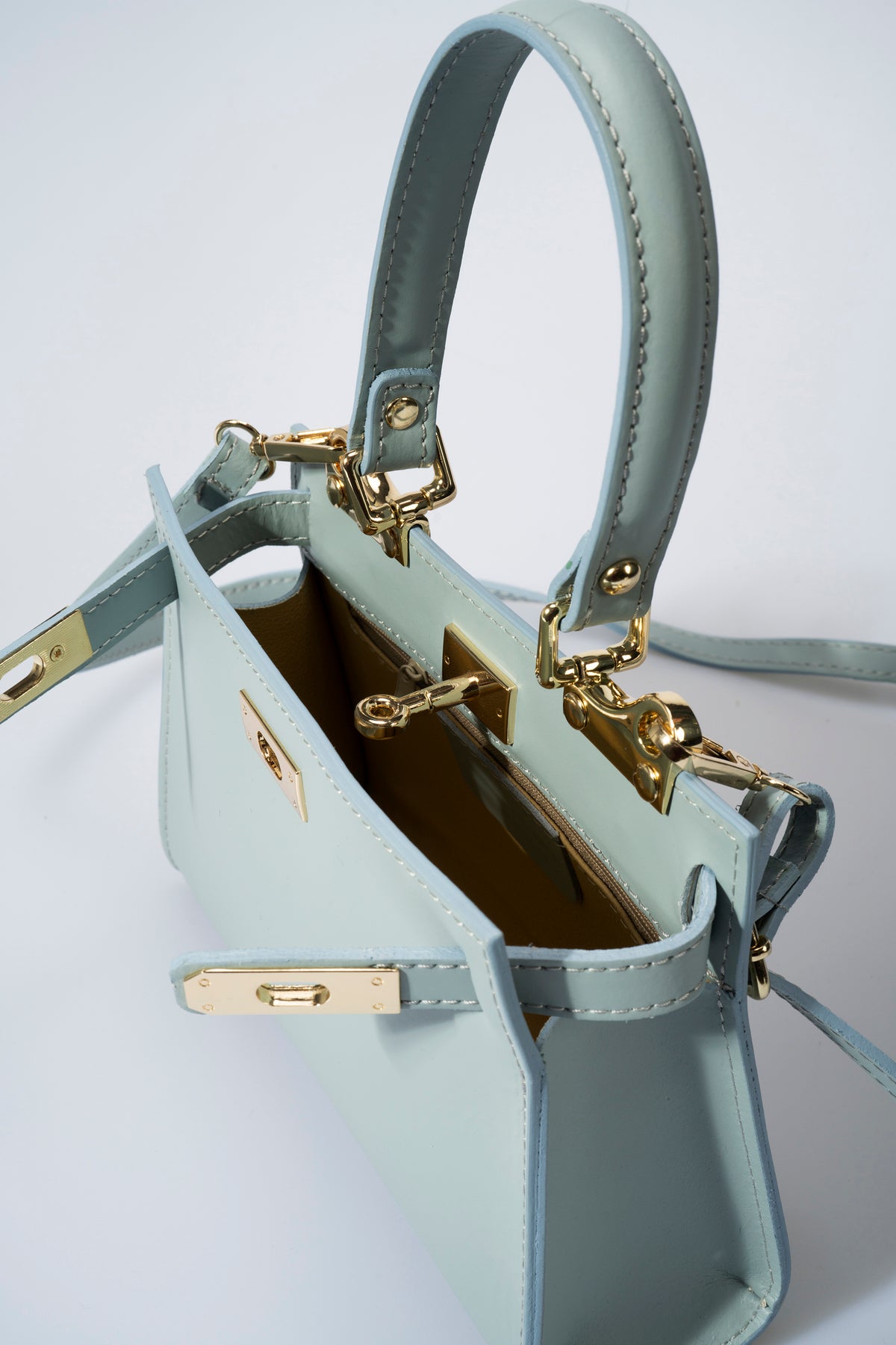 DALIA Leather Top Handle Bag - Cielo