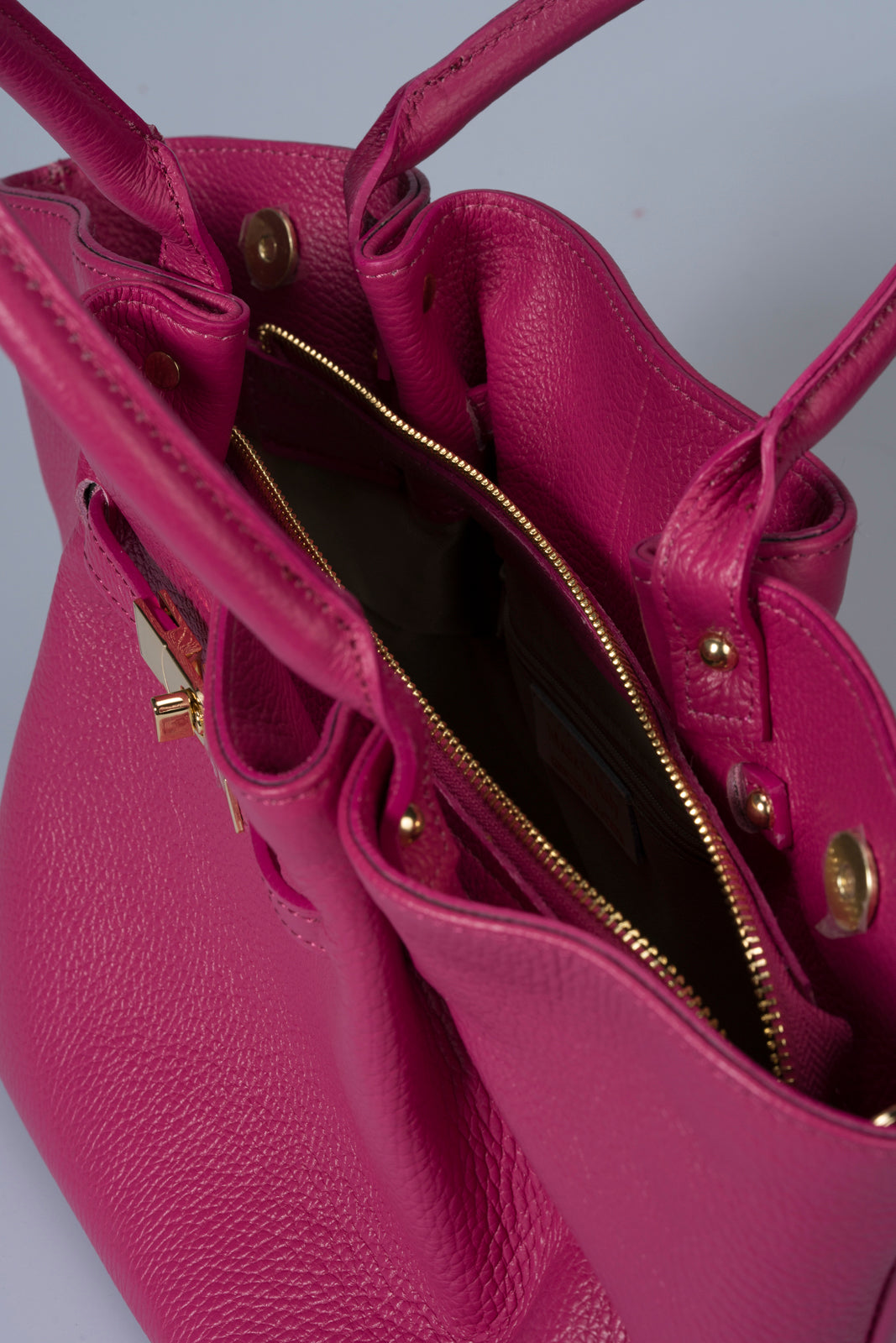 Leather Top Handle Bag 6426 - Fuxia