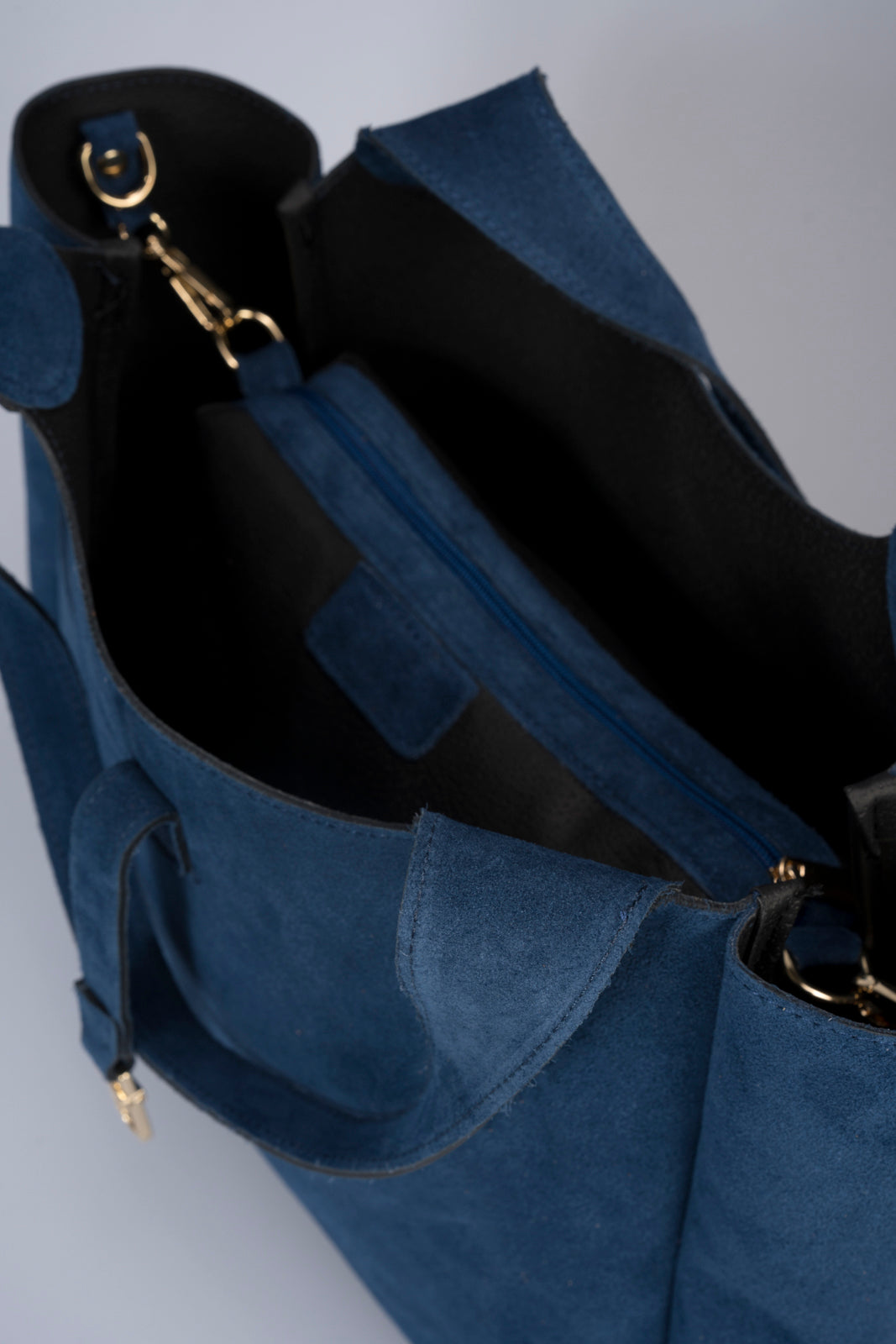 AMELIE Leather Top Handle Bag - Blue