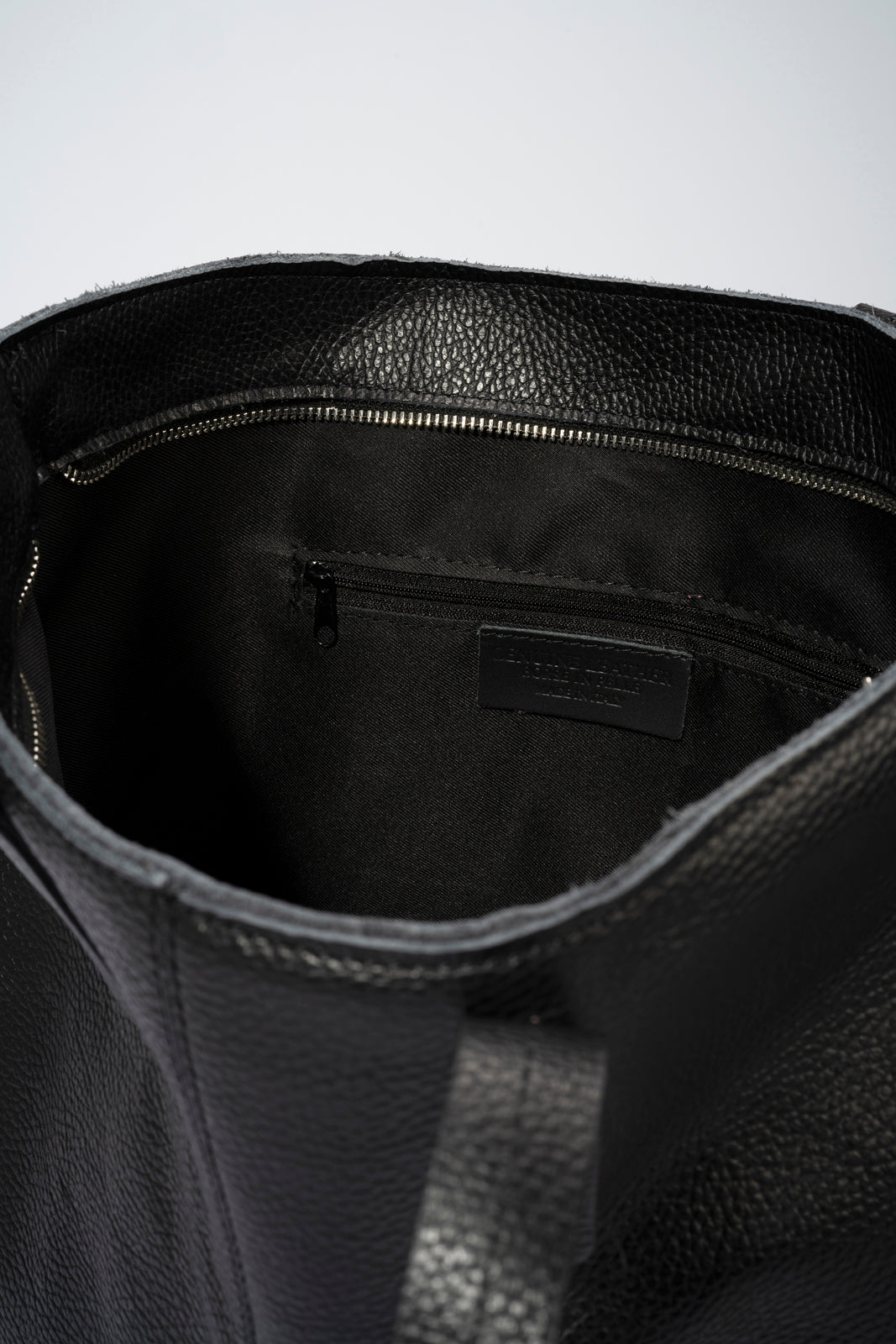Leather Top Handle Bag 3638 - Black