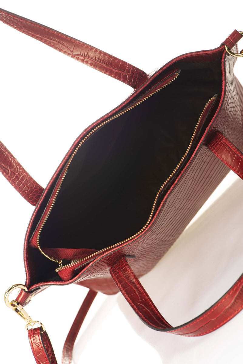 BRENDA Leather Shoulder Bag - Bordo