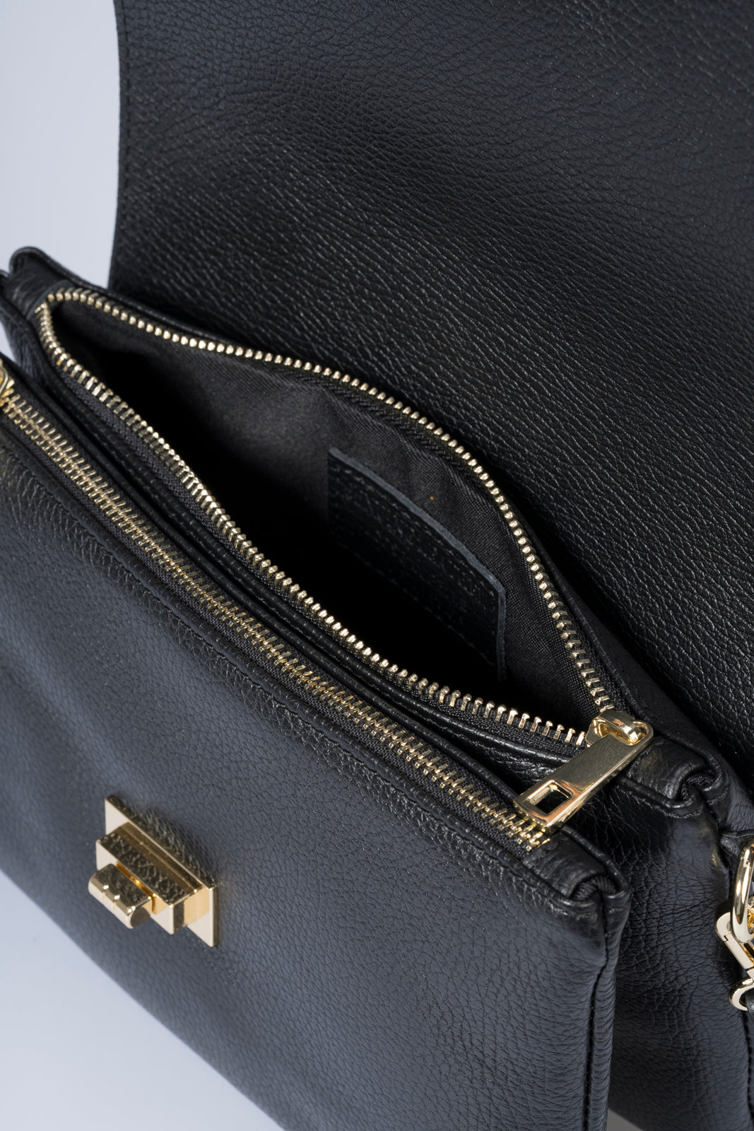NORAH Leather Crossbody Bag - Black