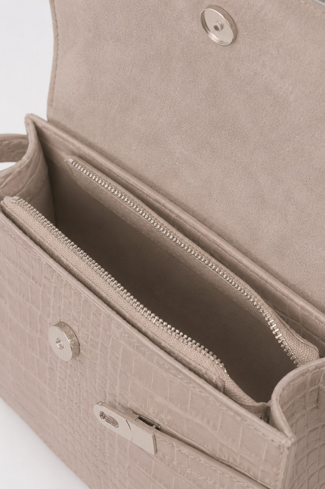 LEA Leather Top Handle Bag - Taupe
