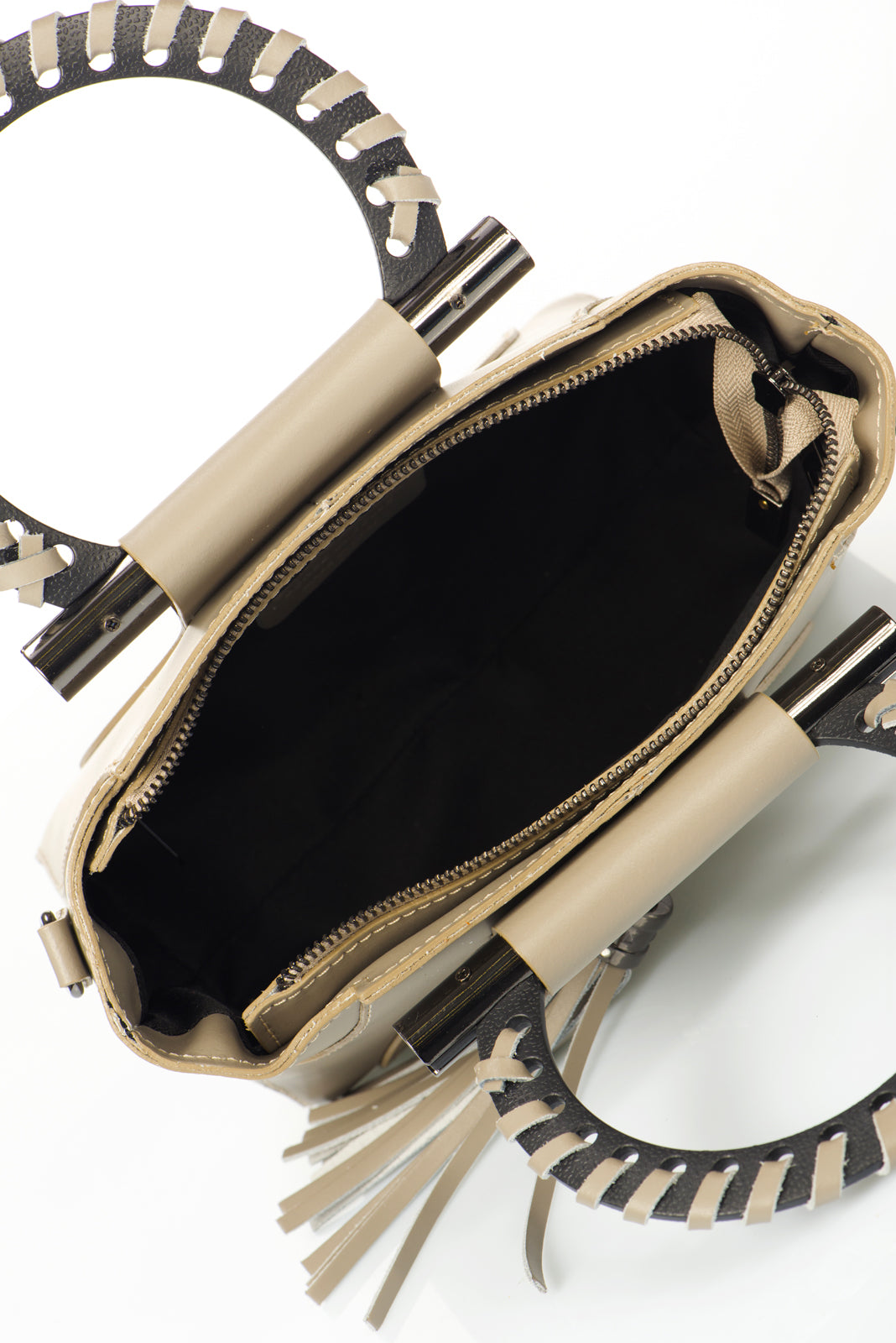 Leather Top Handle Bag 2257 - Taupe