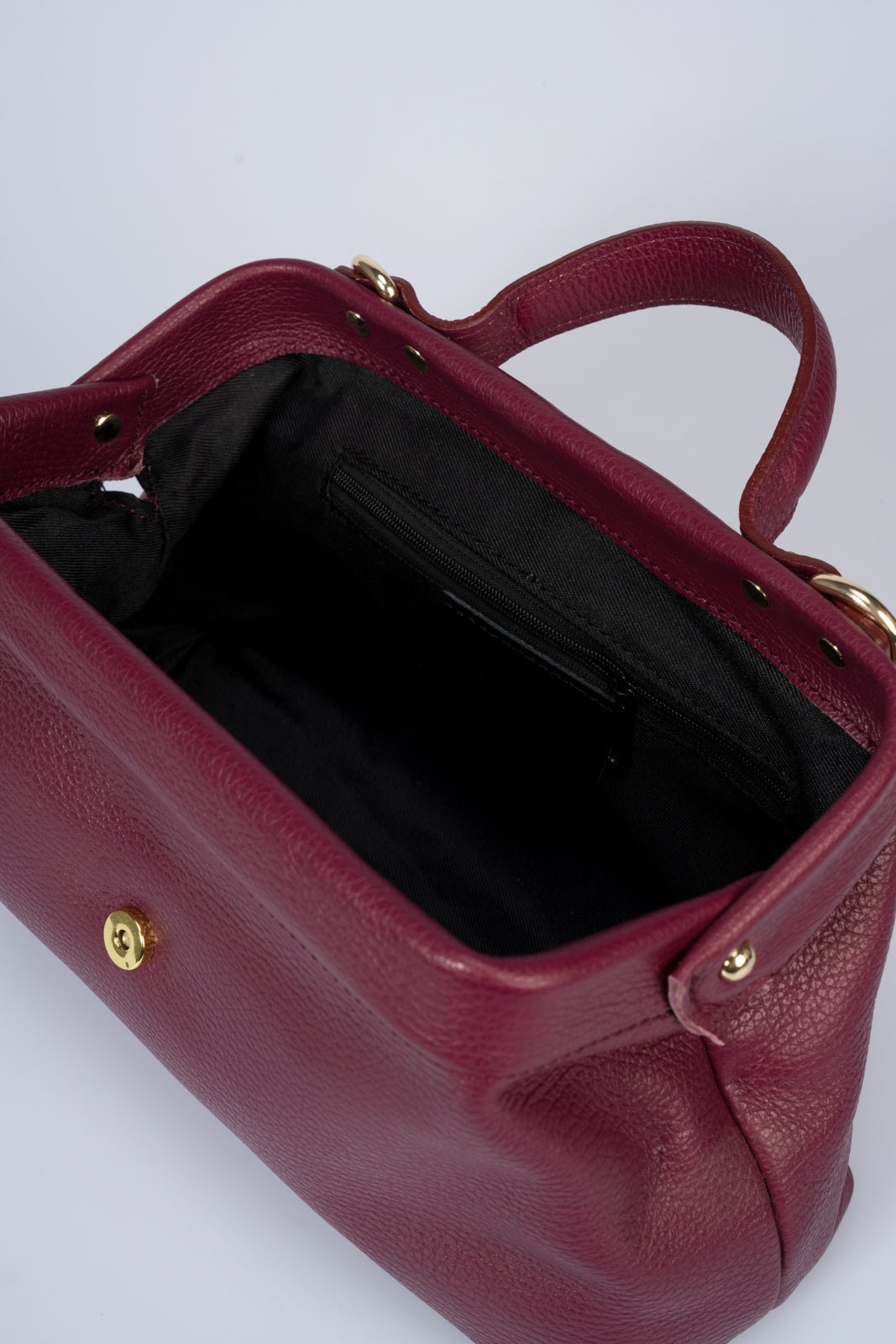 OPHELIE Leather Top Handle Bag - Bordo