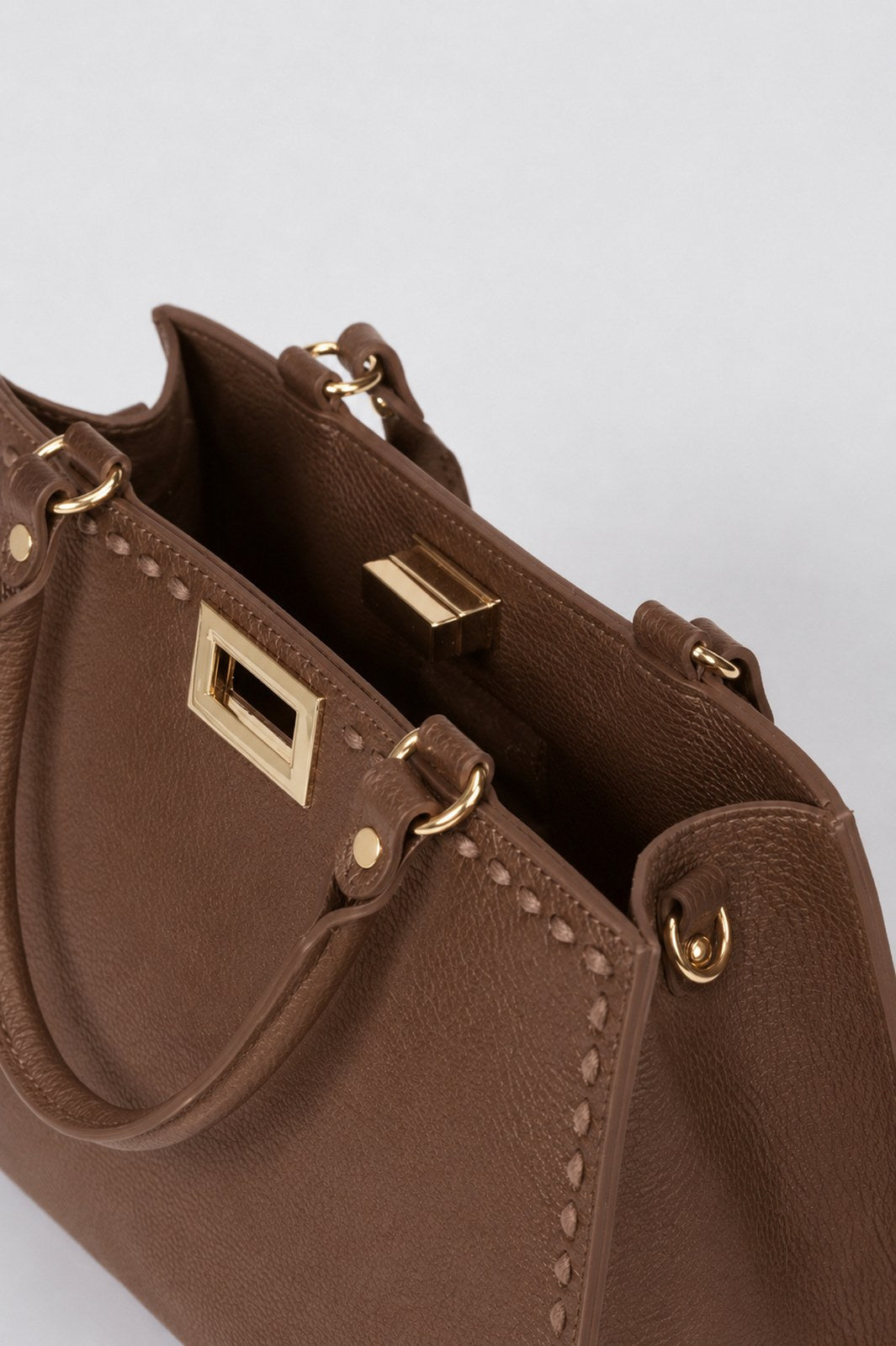 LIDIA Leather Top Handle Bag - Brown