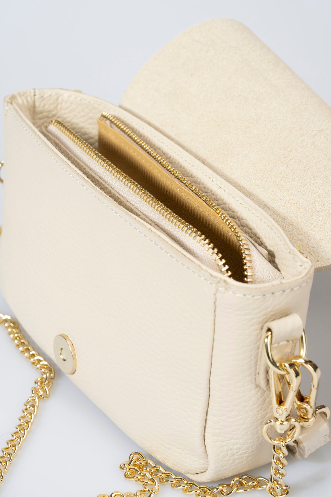 Leather Top Handle Bag 9648 - Beige