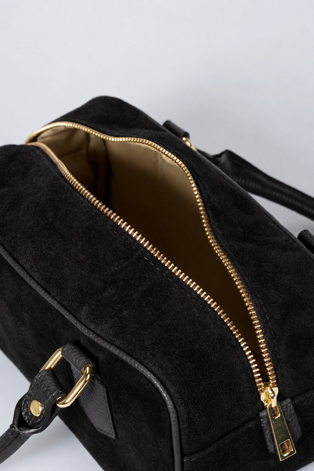 TIANNA Leather Top Handle Bag - Black