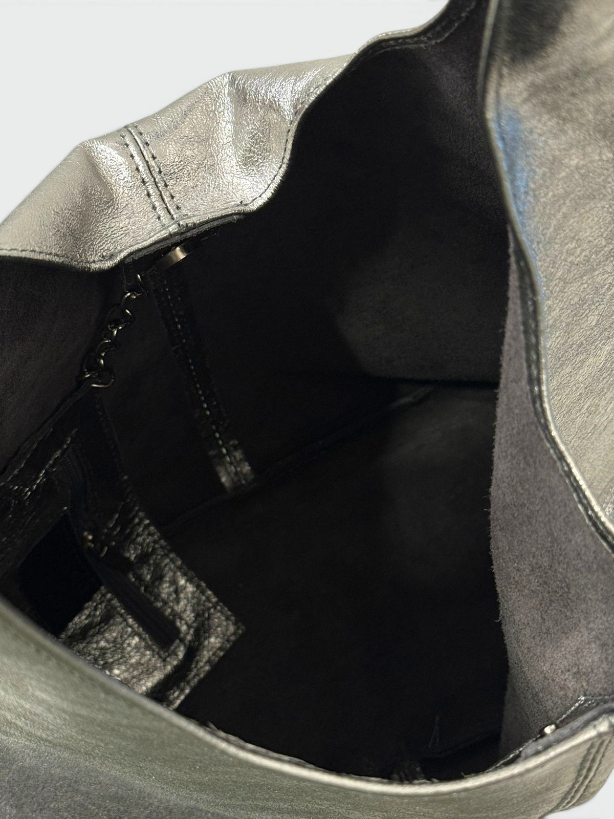 NADIA Leather Top Handle Bag - Silver