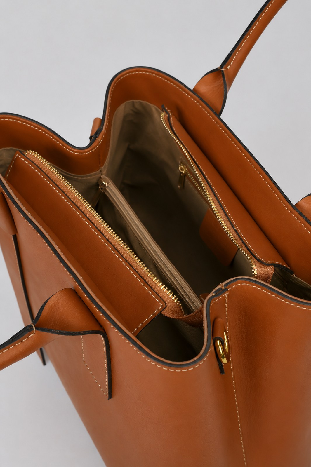 RACHELE Leather Top Handle Bag - Cognac