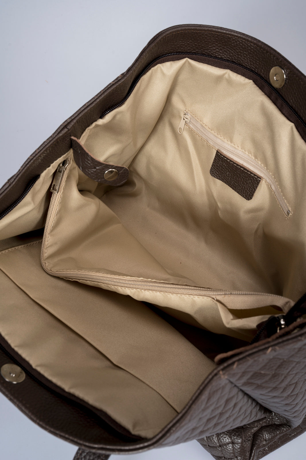 CARMEN Leather Top Handle Bag - Dark Brown