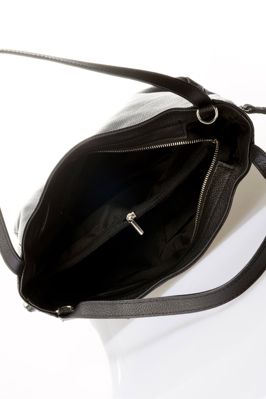 Leather Shoulder Bag 3642 - Nero
