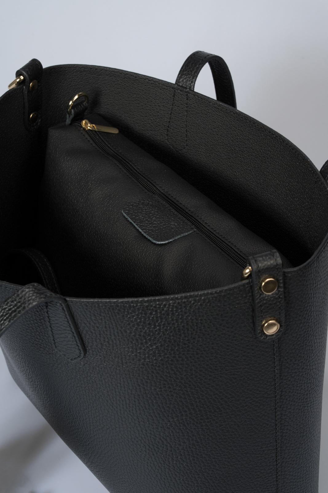 ROMY Leather Top Handle Bag - Black