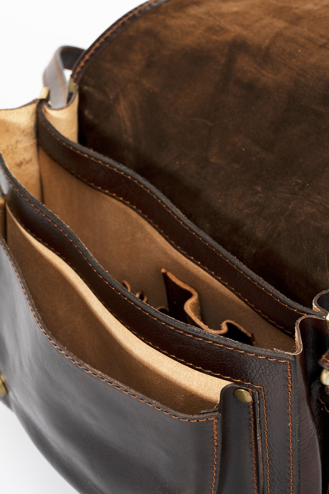 Leather Top Handle Bag 8037 - Dark Brown
