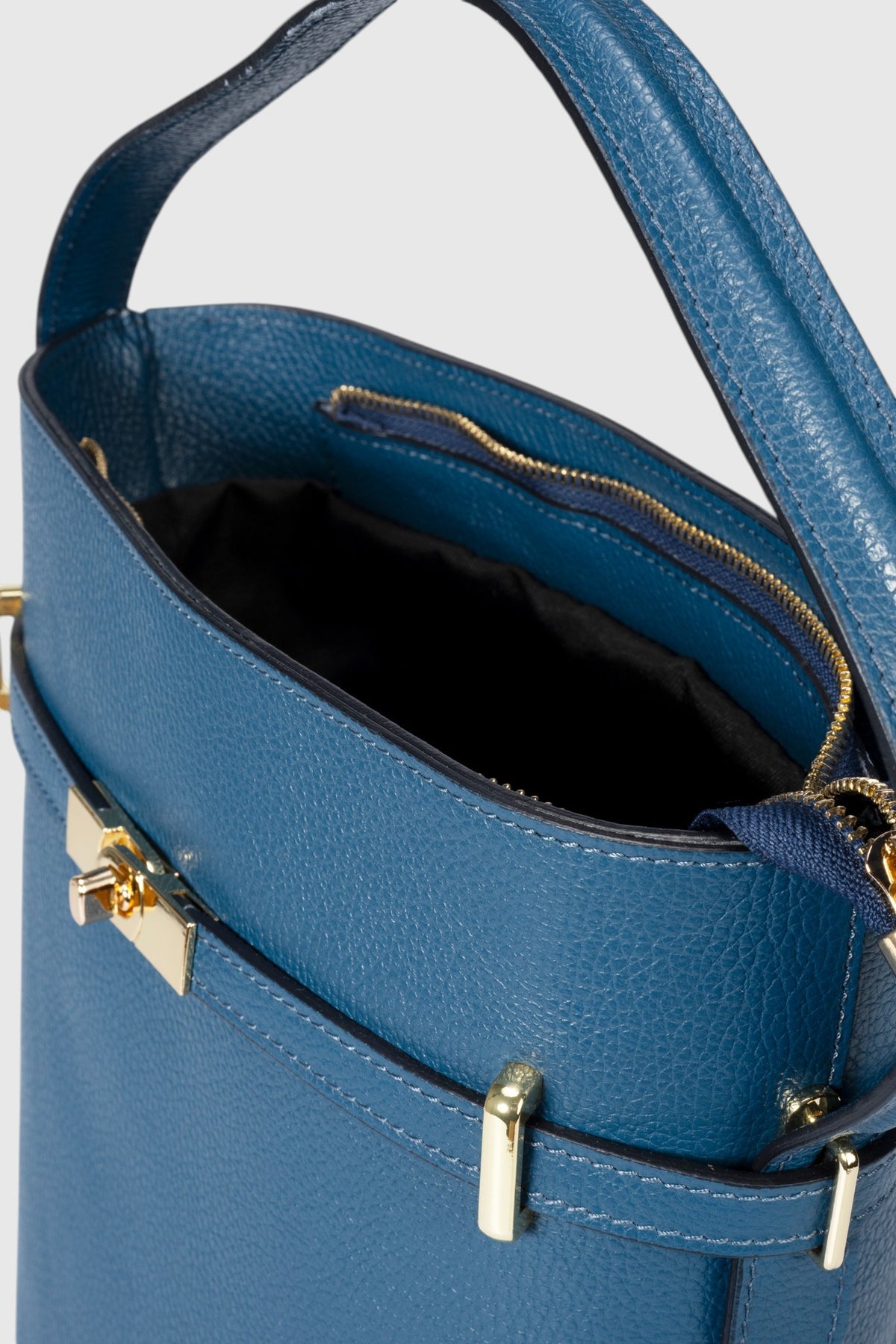 MYRTO Leather Top Handle Bag - Blue