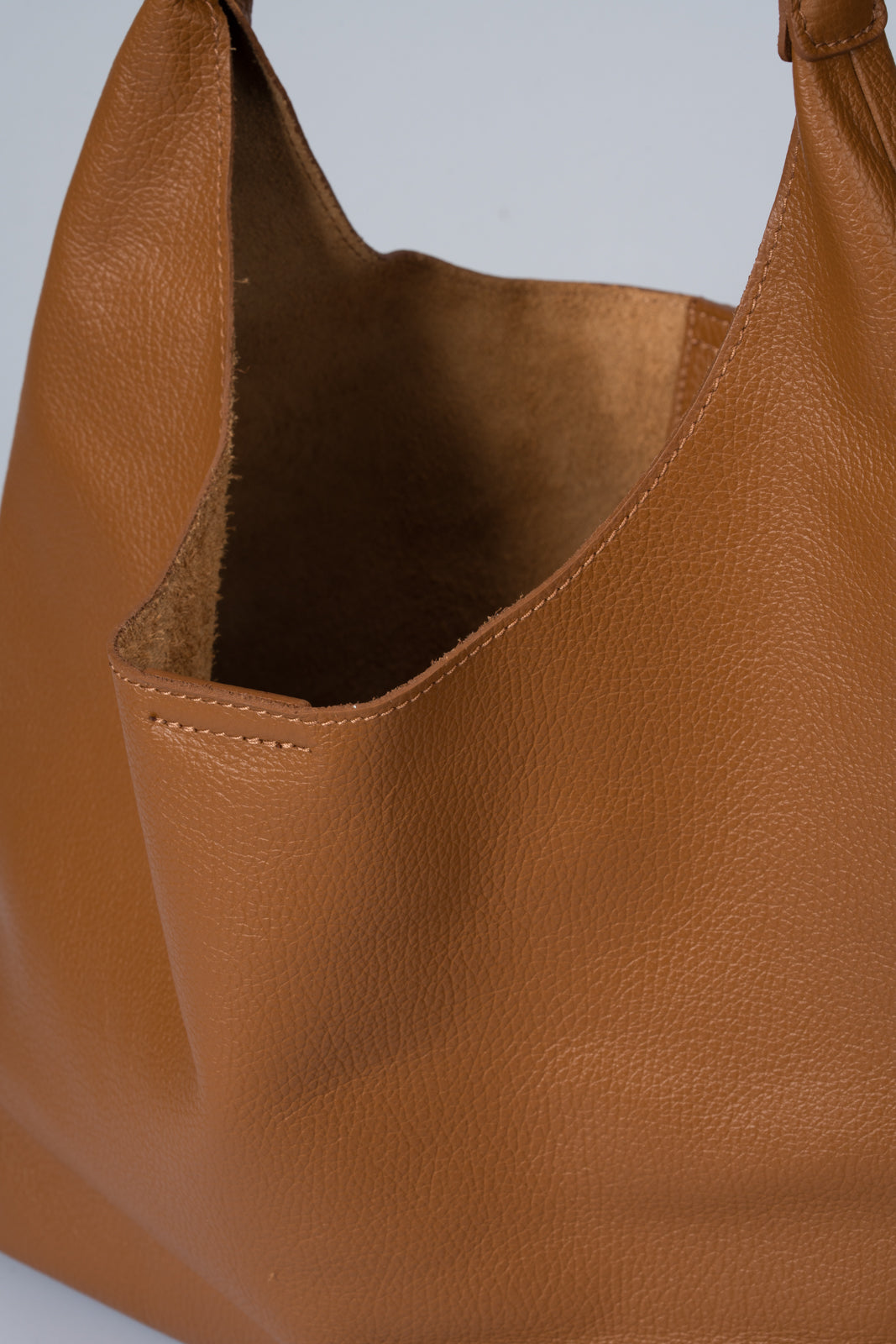 NAYA Leather Top Handle Bag - Cognac