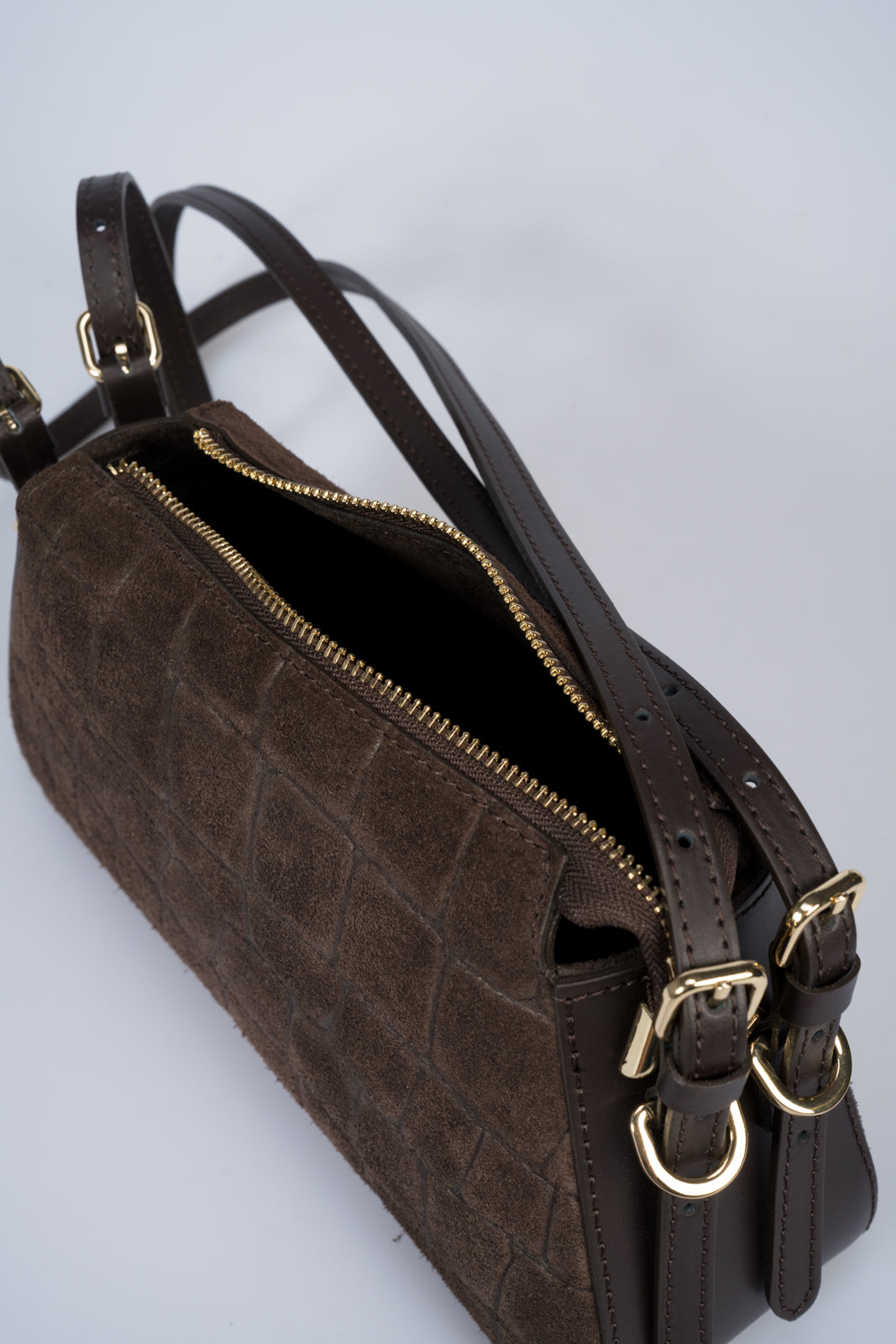 MIREILLE Leather Top Handle Bag - Dark Brown