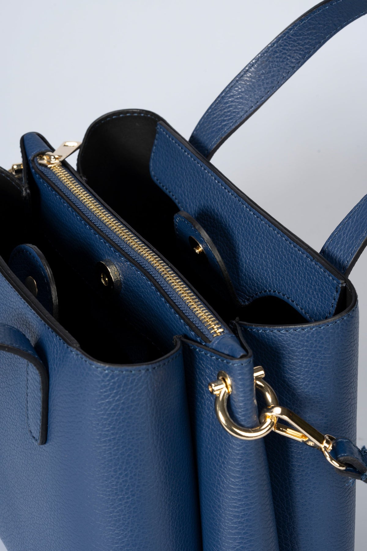 EMILY Leather Top Handle Bag - Blue