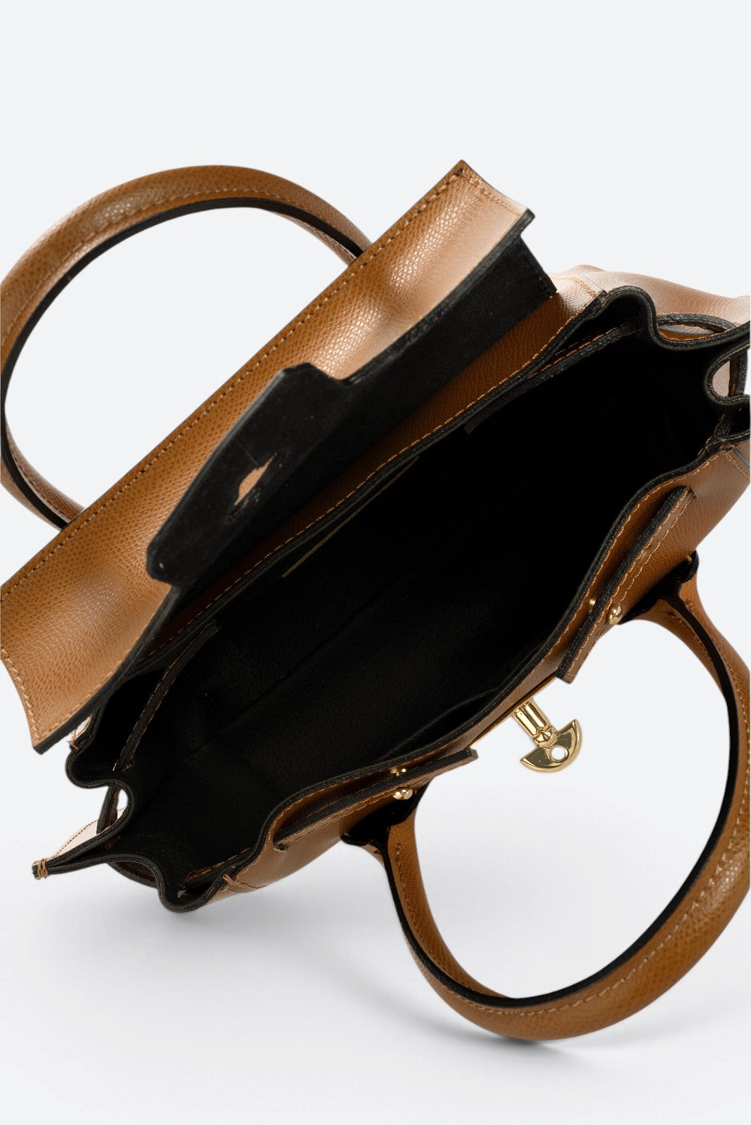 RUTH Leather Top Handle Bag - Cognac
