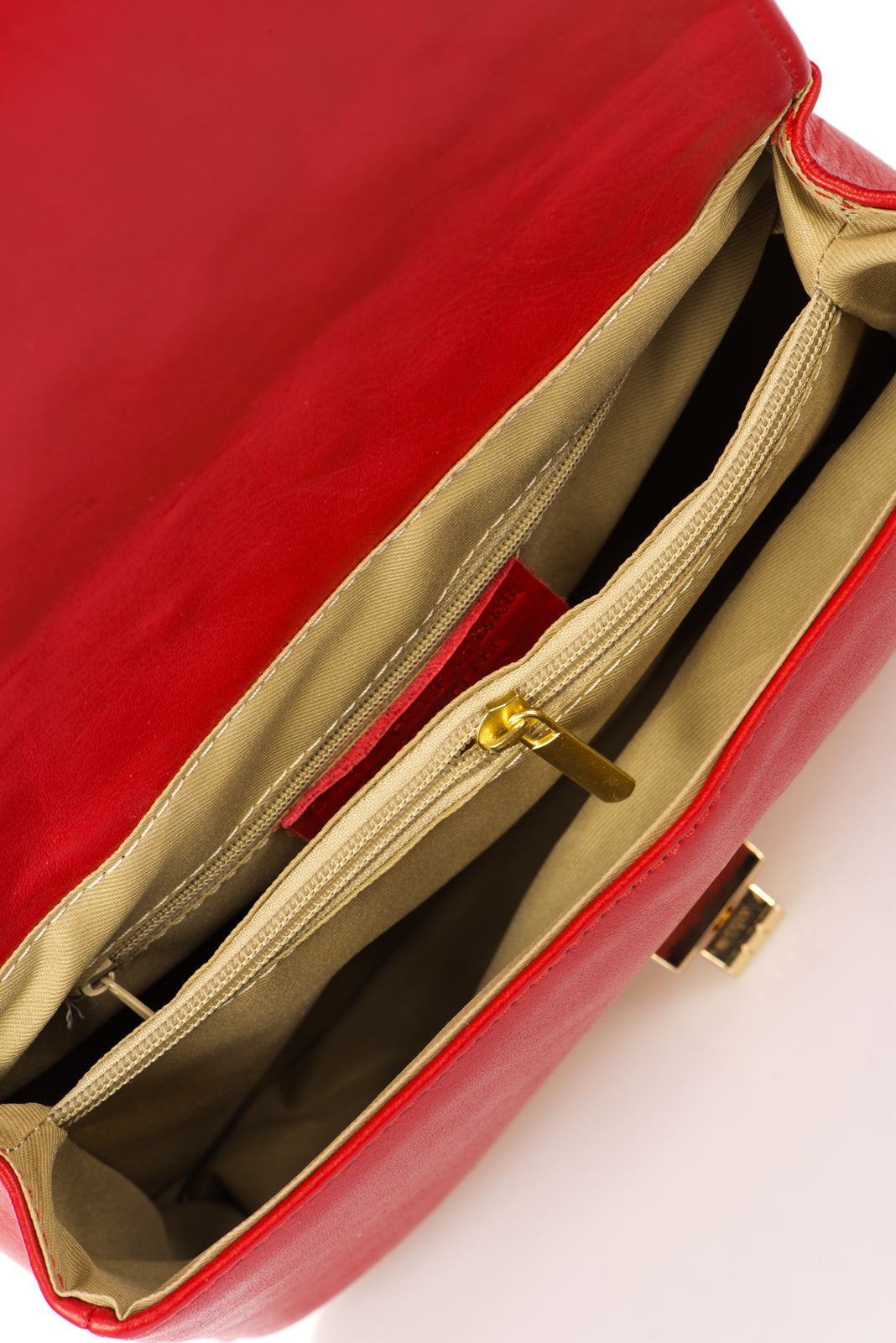 Leather Crossbody Bag 6810 - Red