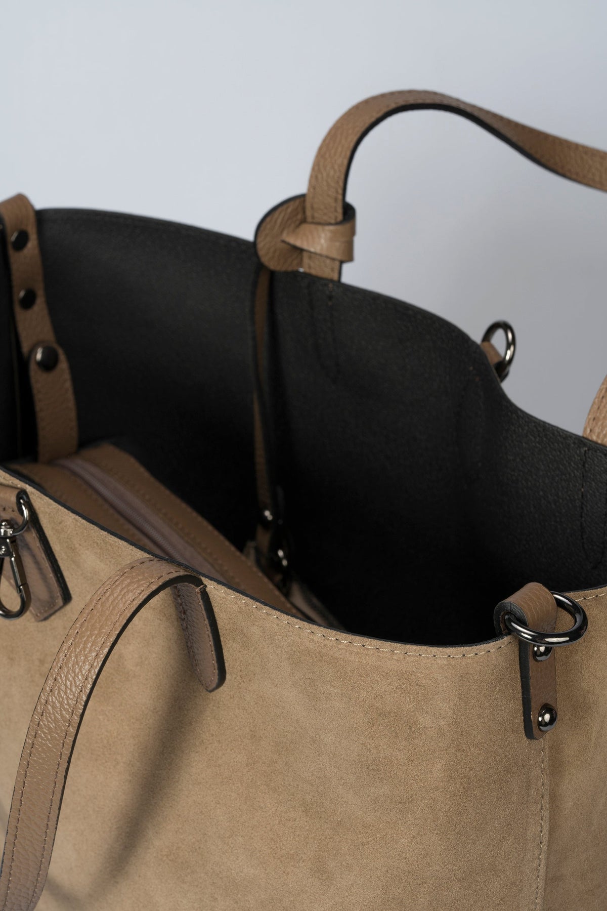 MABEL Leather Tote Bag - Taupe