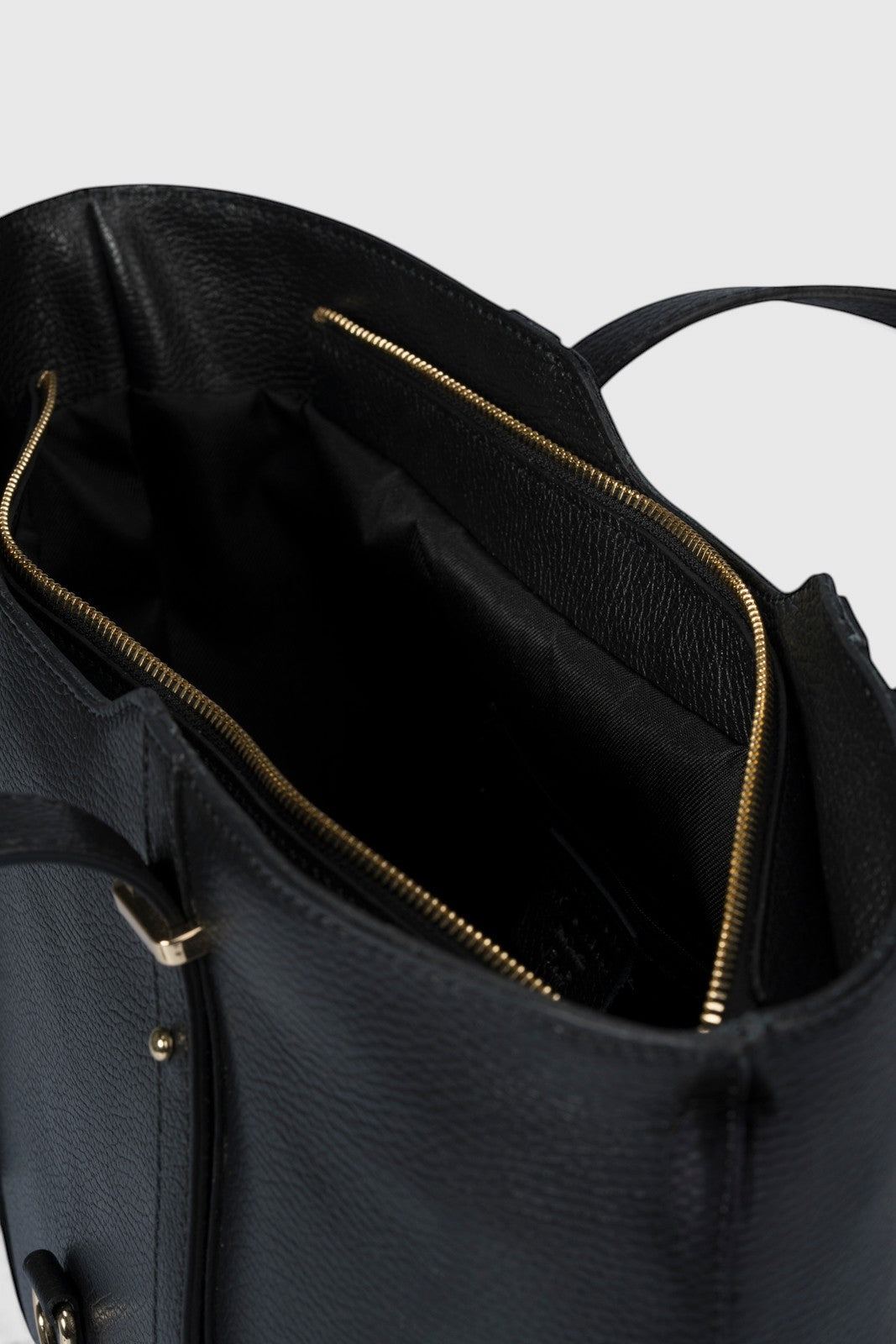RAINA Leather Top Handle Bag - Black