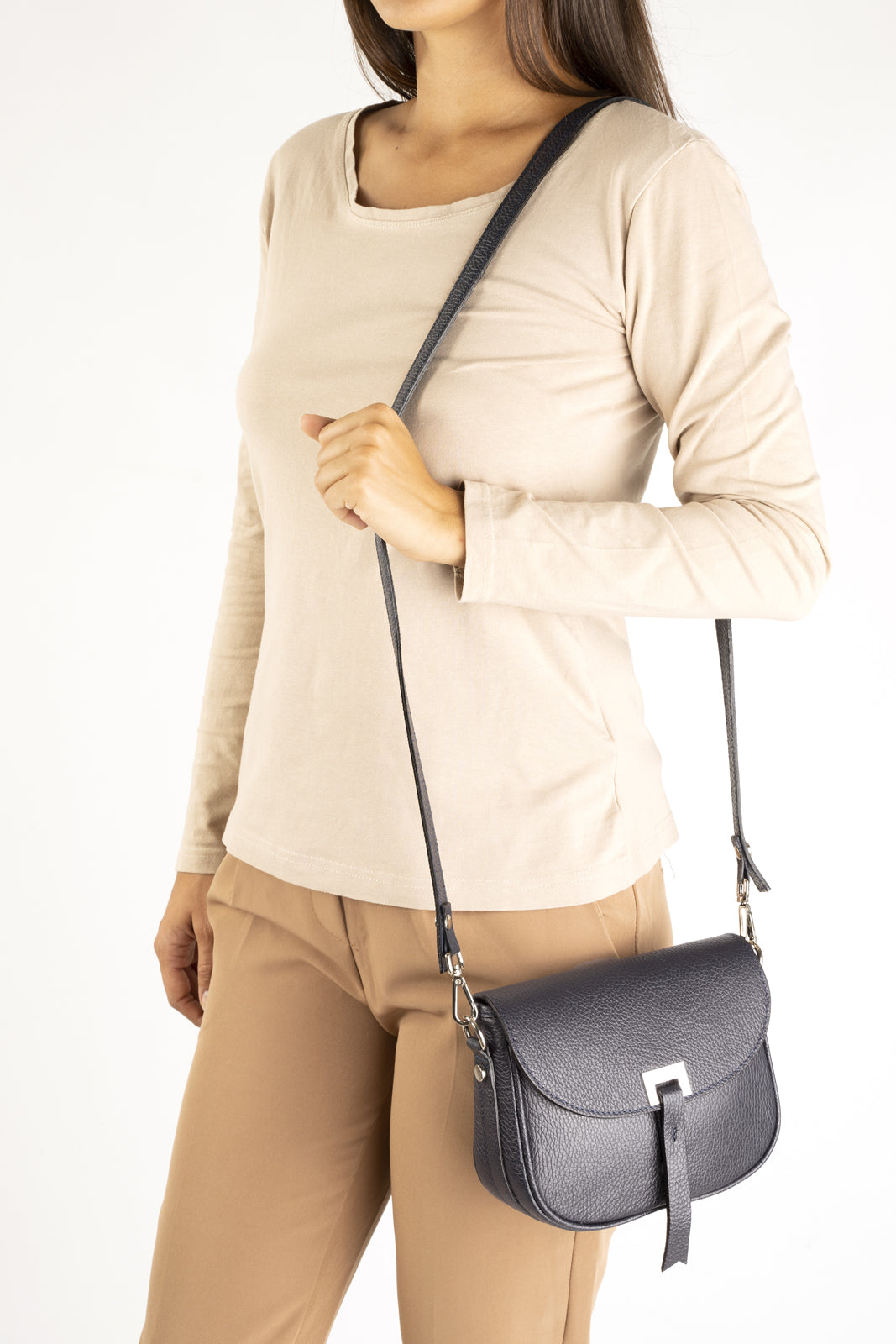 BELA Leather Crossbody Bag - Blue