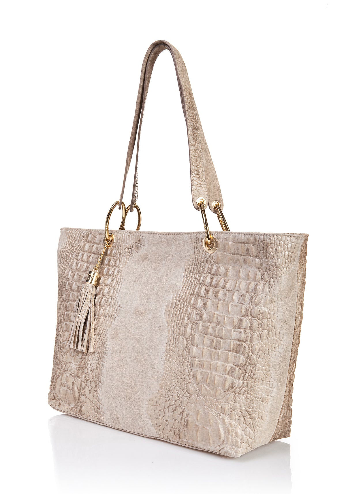 FLORA Leather Shoulder Bag - Taupe