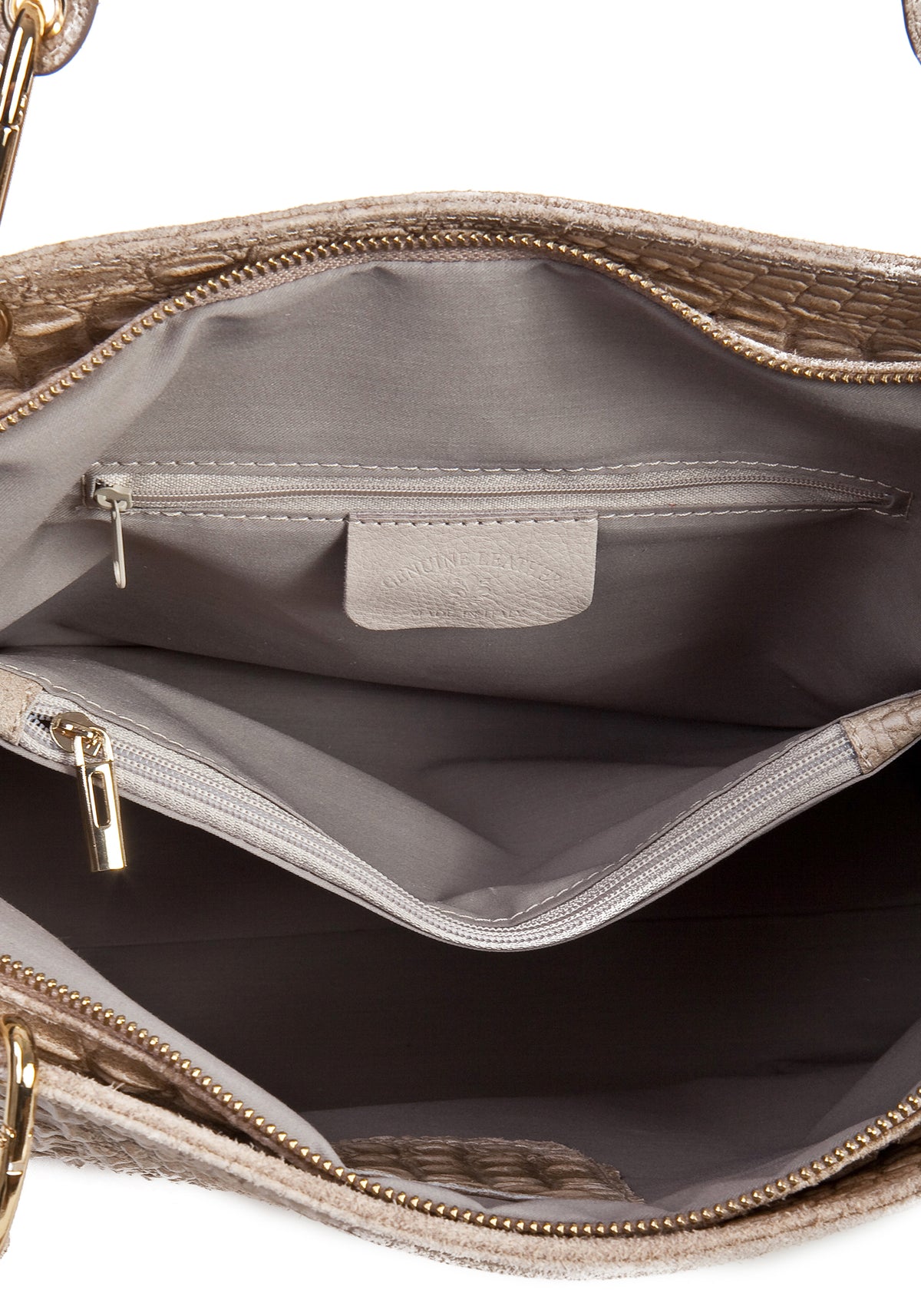 FLORA Leather Shoulder Bag - Taupe