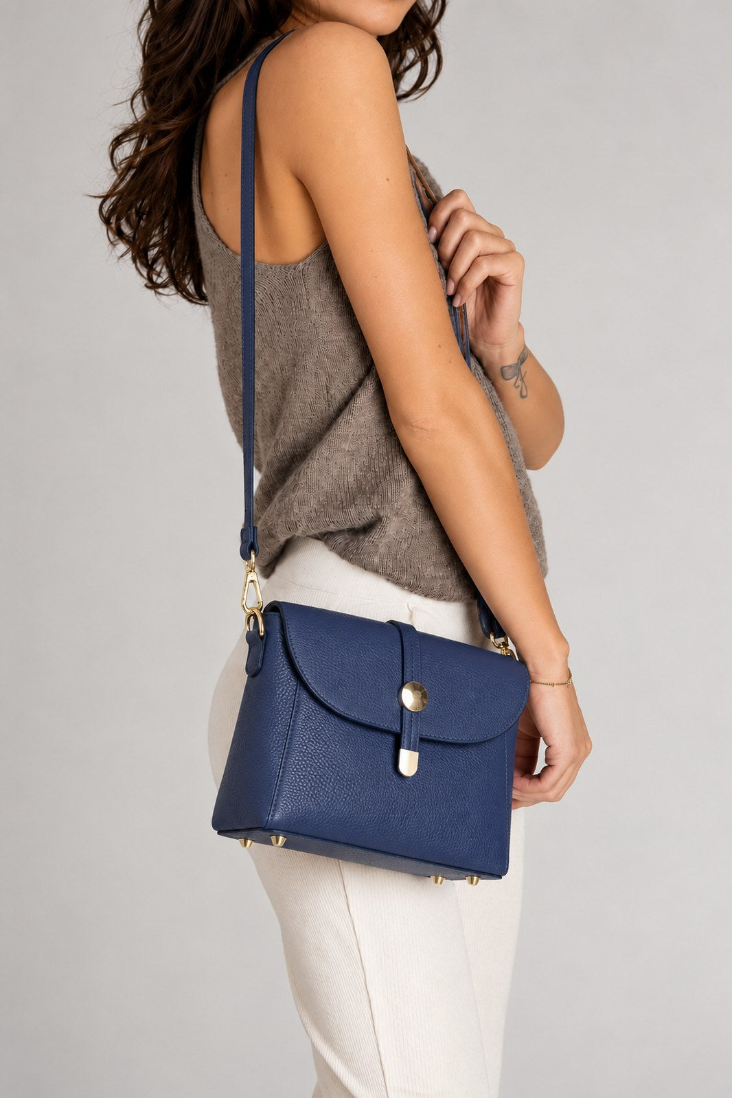 ADORE Leather Crossbody Bag - Blue
