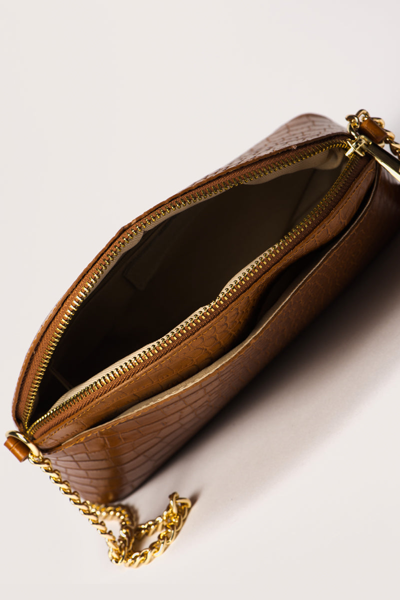 ZENA Leather Crossbody Bag - Cognac