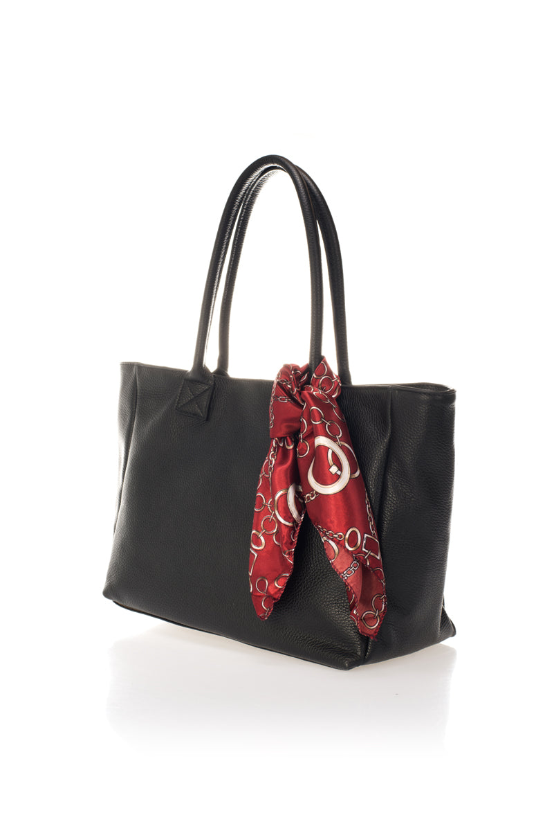 ESTELLE Leather Shoulder Bag - Black