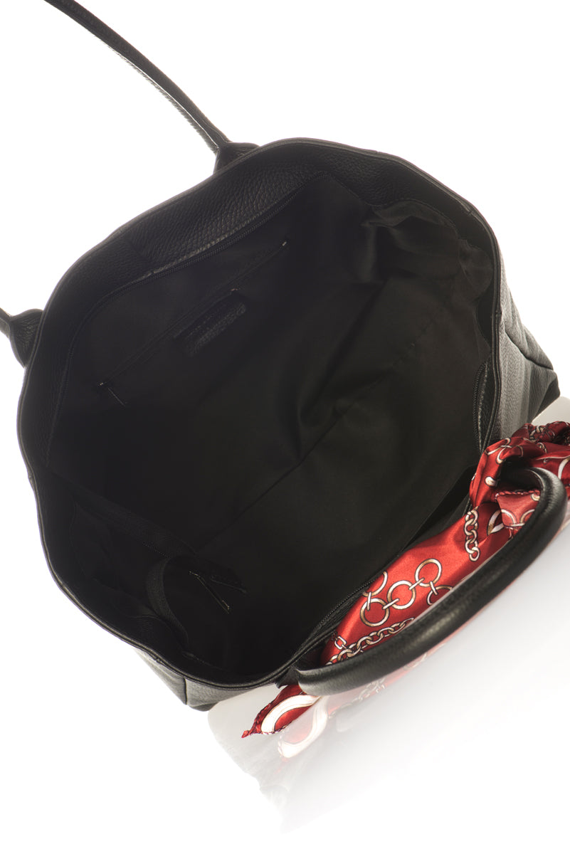 ESTELLE Leather Shoulder Bag - Black