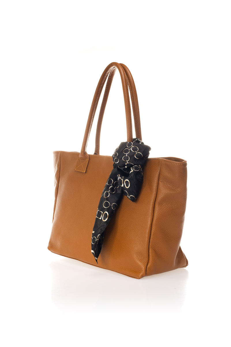 ESTELLE Leather Shoulder Bag - Cognac
